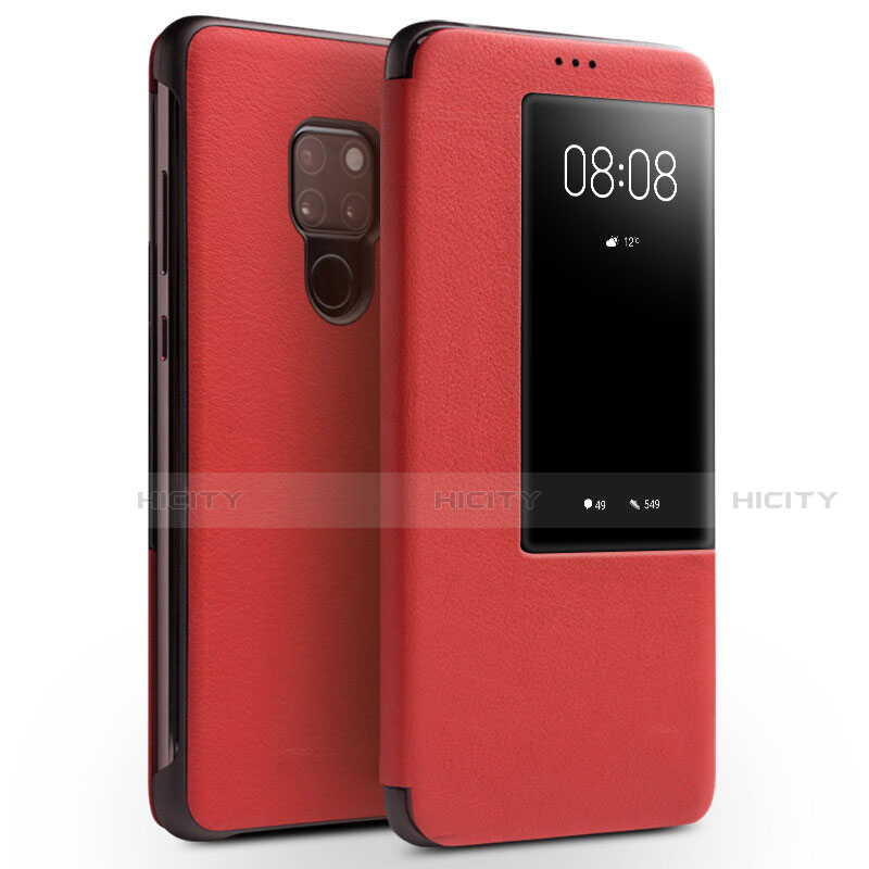 Coque Portefeuille Livre Cuir Etui Clapet pour Huawei Mate 20 Rouge Plus