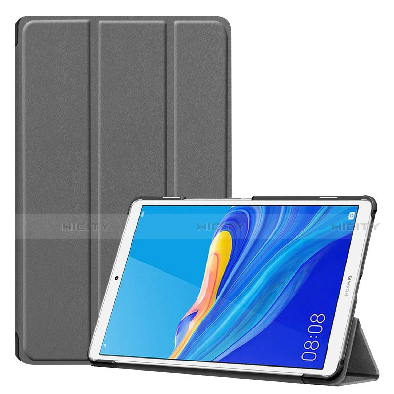 Coque Portefeuille Livre Cuir Etui Clapet pour Huawei MediaPad M6 8.4 Gris Plus