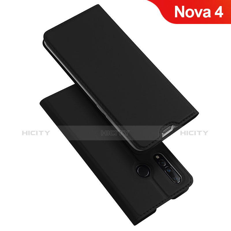 Coque Portefeuille Livre Cuir Etui Clapet pour Huawei Nova 4 Noir Plus