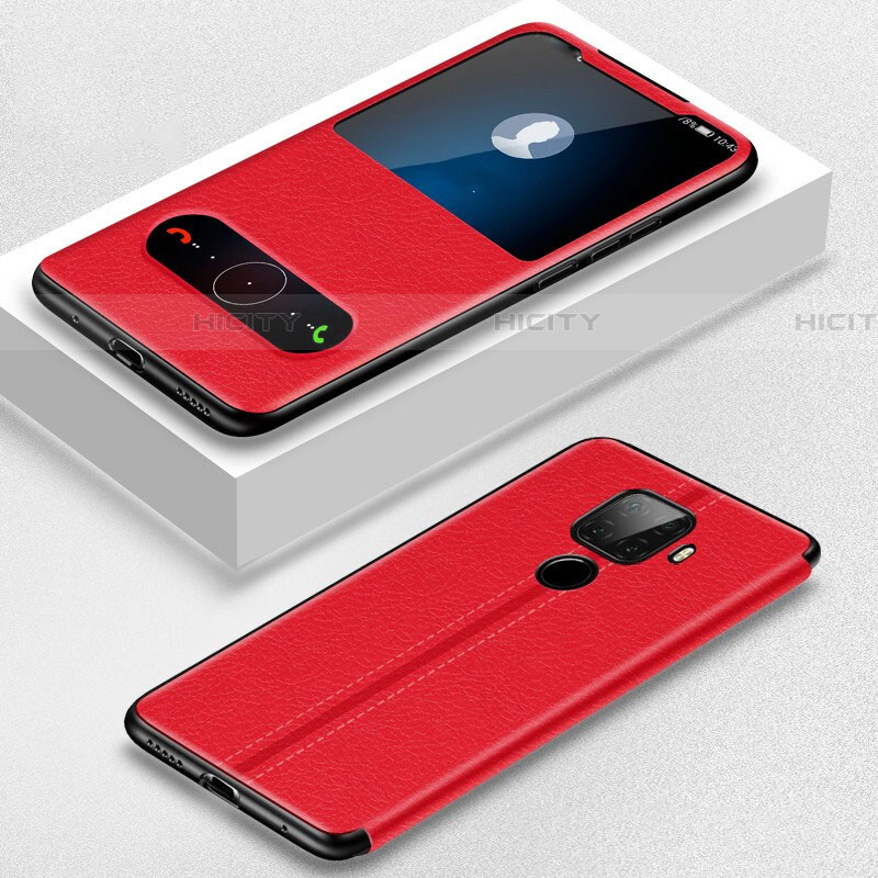 Coque Portefeuille Livre Cuir Etui Clapet pour Huawei Nova 5i Pro Rouge Plus