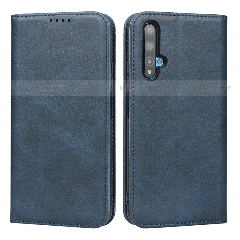 Coque Portefeuille Livre Cuir Etui Clapet pour Huawei Nova 5T Bleu Plus