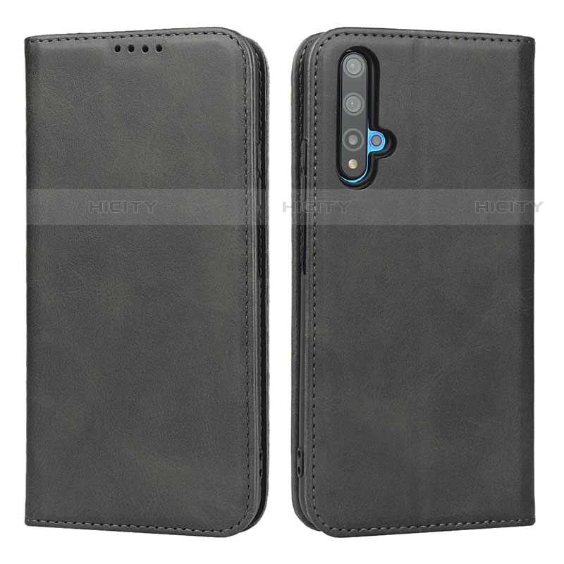 Coque Portefeuille Livre Cuir Etui Clapet pour Huawei Nova 5T Noir Plus