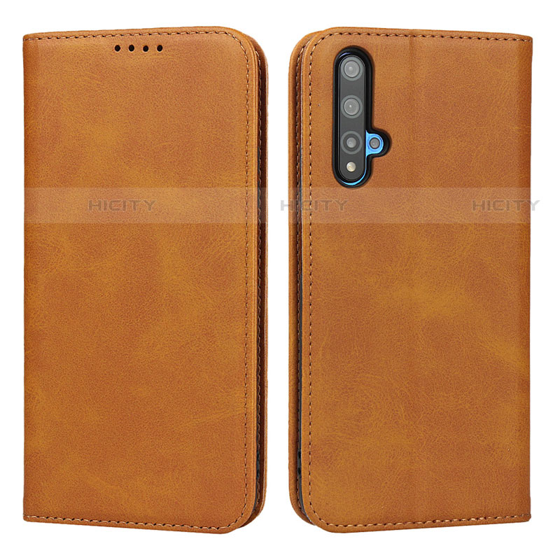 Coque Portefeuille Livre Cuir Etui Clapet pour Huawei Nova 5T Orange Plus