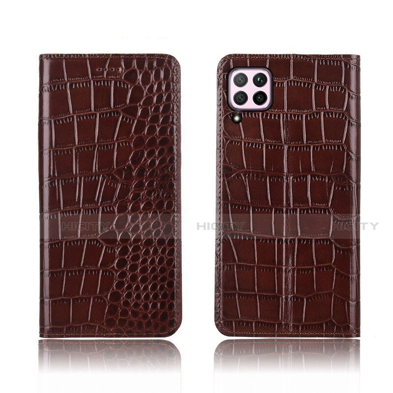 Coque Portefeuille Livre Cuir Etui Clapet pour Huawei Nova 6 SE Marron Plus