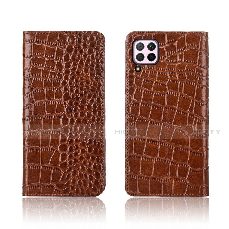 Coque Portefeuille Livre Cuir Etui Clapet pour Huawei Nova 6 SE Orange Plus