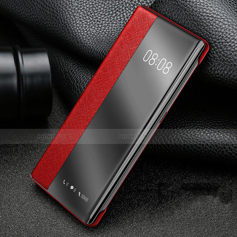 Coque Portefeuille Livre Cuir Etui Clapet pour Huawei P40 Rouge Plus