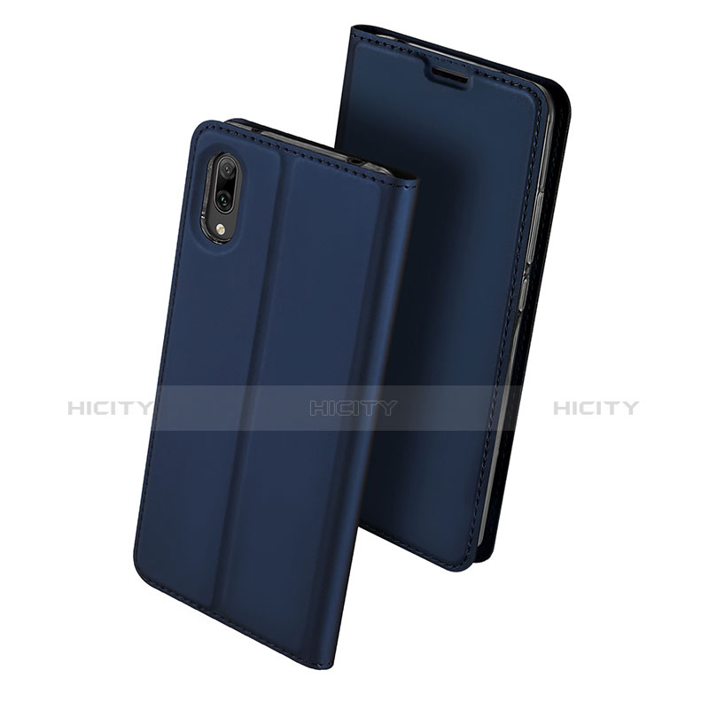 Coque Portefeuille Livre Cuir Etui Clapet pour Huawei Y7 Prime (2019) Bleu Plus