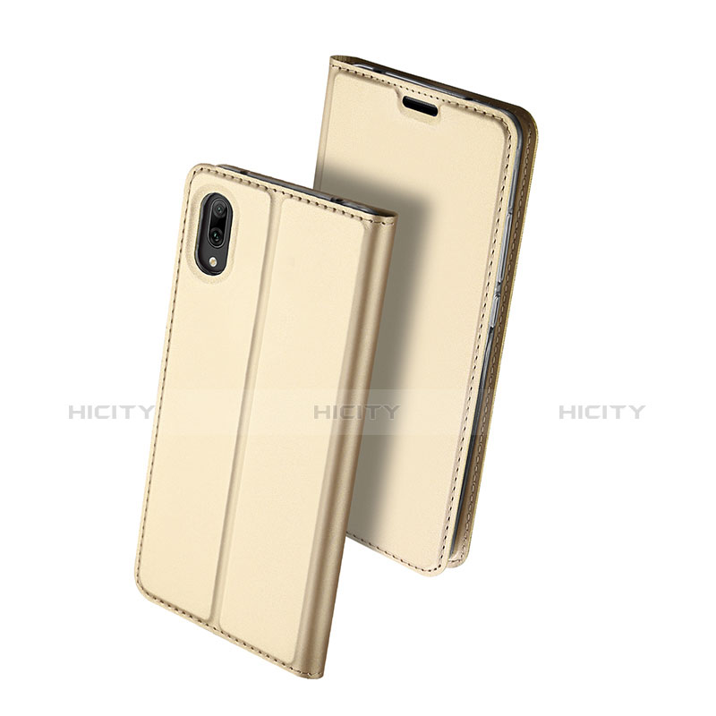 Coque Portefeuille Livre Cuir Etui Clapet pour Huawei Y7 Prime (2019) Or Plus