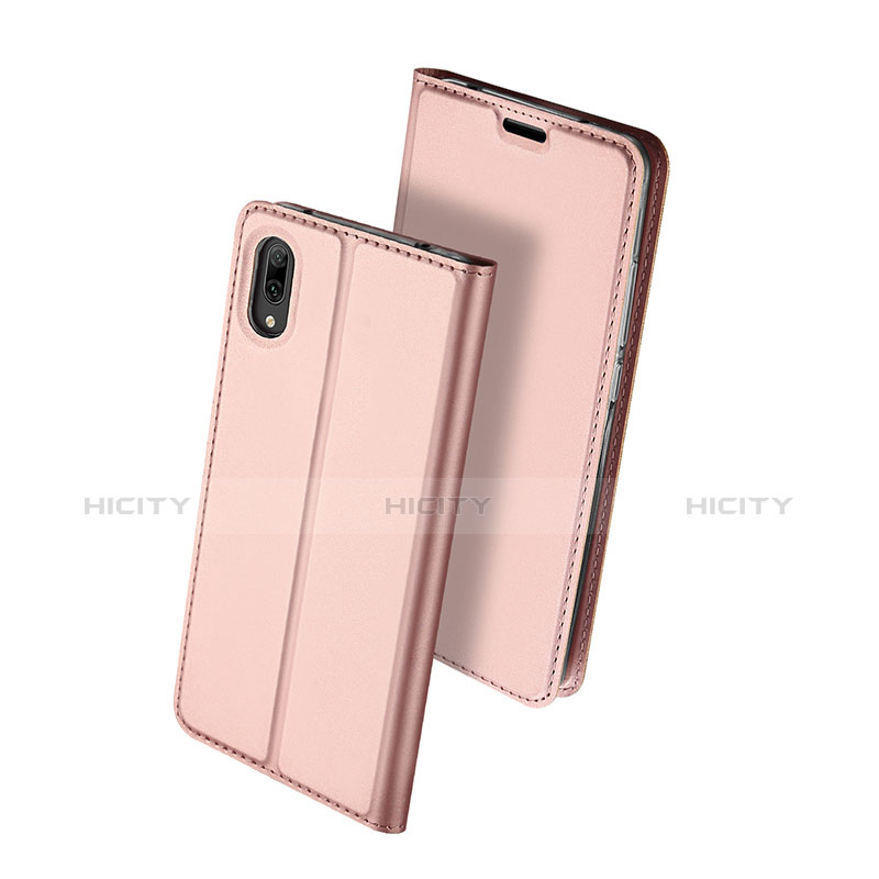 Coque Portefeuille Livre Cuir Etui Clapet pour Huawei Y7 Prime (2019) Or Rose Plus