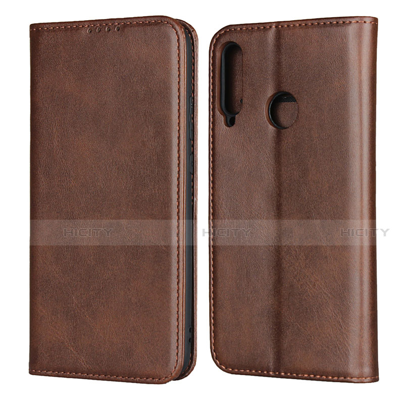 Coque Portefeuille Livre Cuir Etui Clapet pour Huawei Y7p Marron Plus