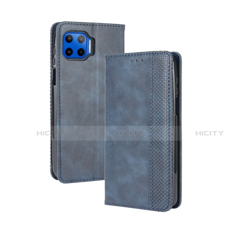 Coque Portefeuille Livre Cuir Etui Clapet pour Motorola Moto G 5G Plus Bleu Plus