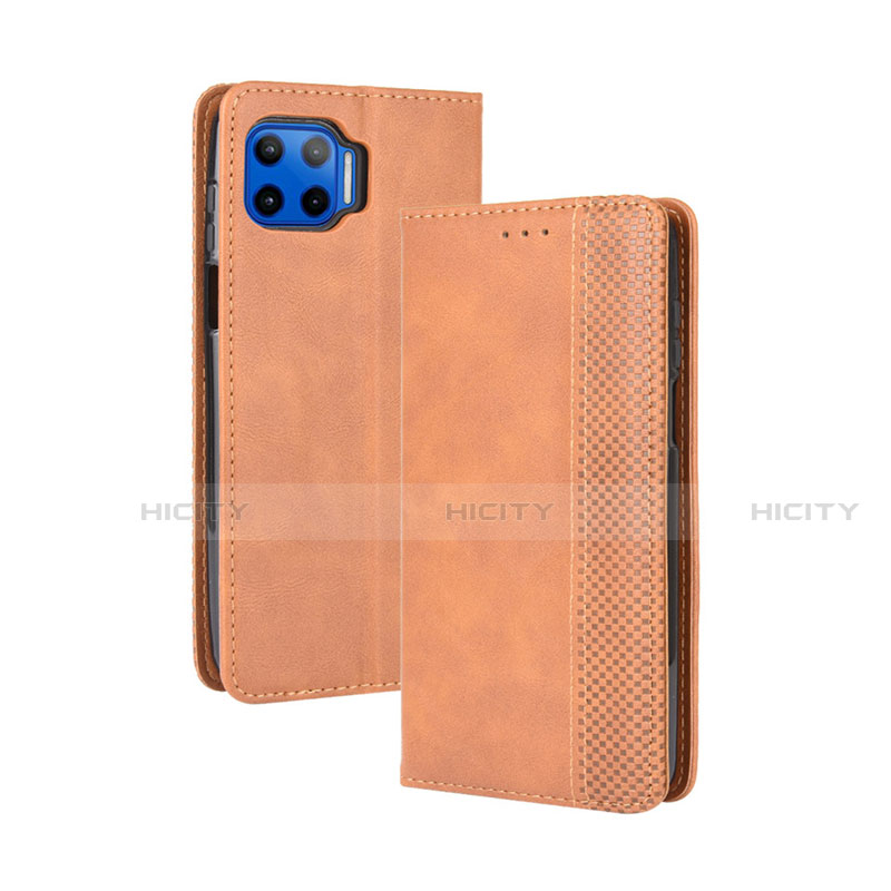 Coque Portefeuille Livre Cuir Etui Clapet pour Motorola Moto G 5G Plus Orange Plus