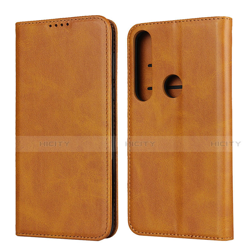 Coque Portefeuille Livre Cuir Etui Clapet pour Motorola Moto G8 Plus Orange Plus