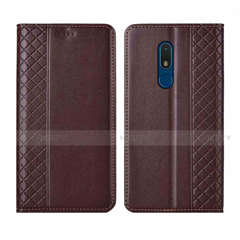 Coque Portefeuille Livre Cuir Etui Clapet pour Nokia C3 Marron Plus