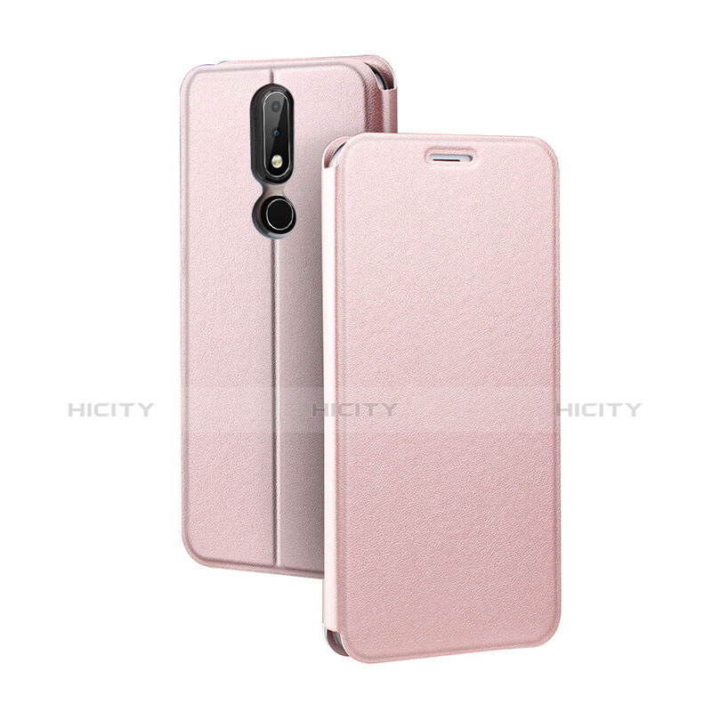 Coque Portefeuille Livre Cuir Etui Clapet pour Nokia X5 Or Rose Plus