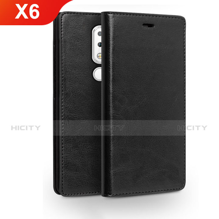 Coque Portefeuille Livre Cuir Etui Clapet pour Nokia X6 Noir Plus