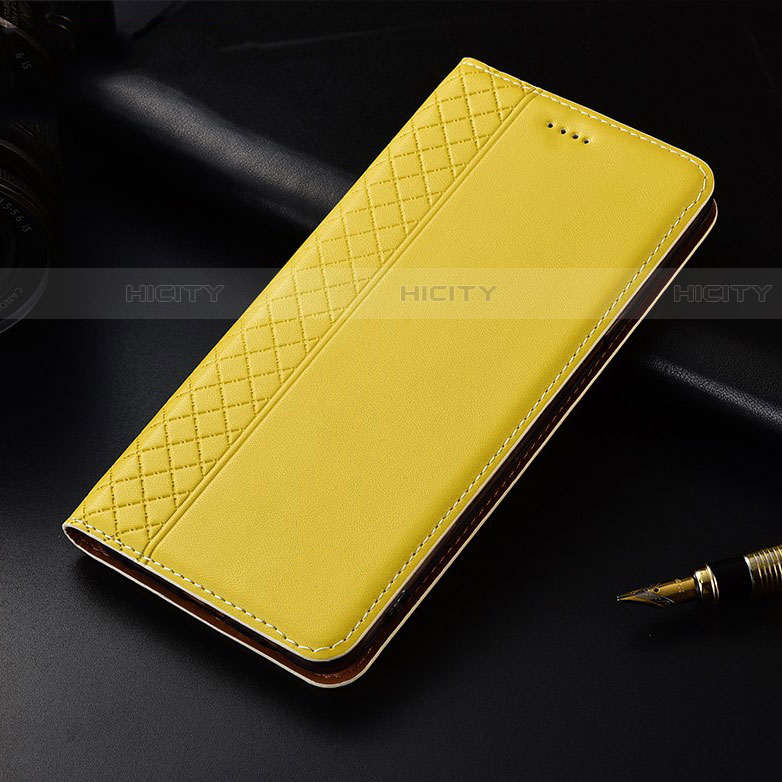 Coque Portefeuille Livre Cuir Etui Clapet pour OnePlus 7T Jaune Plus