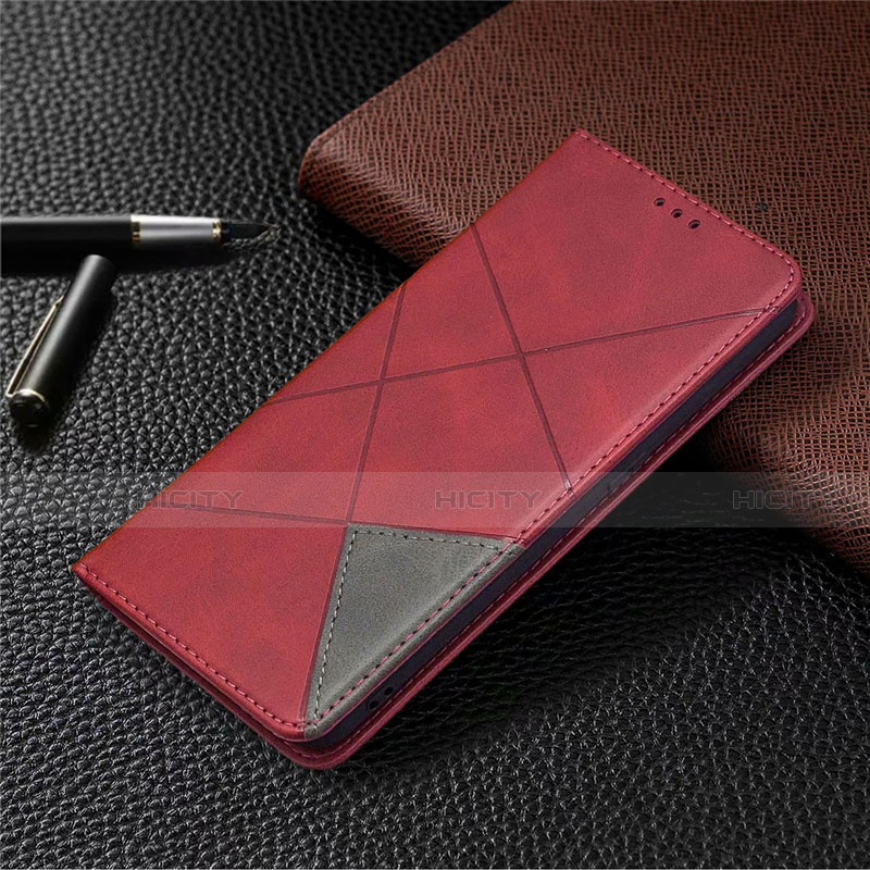 Coque Portefeuille Livre Cuir Etui Clapet pour Oppo A15 Rouge Plus