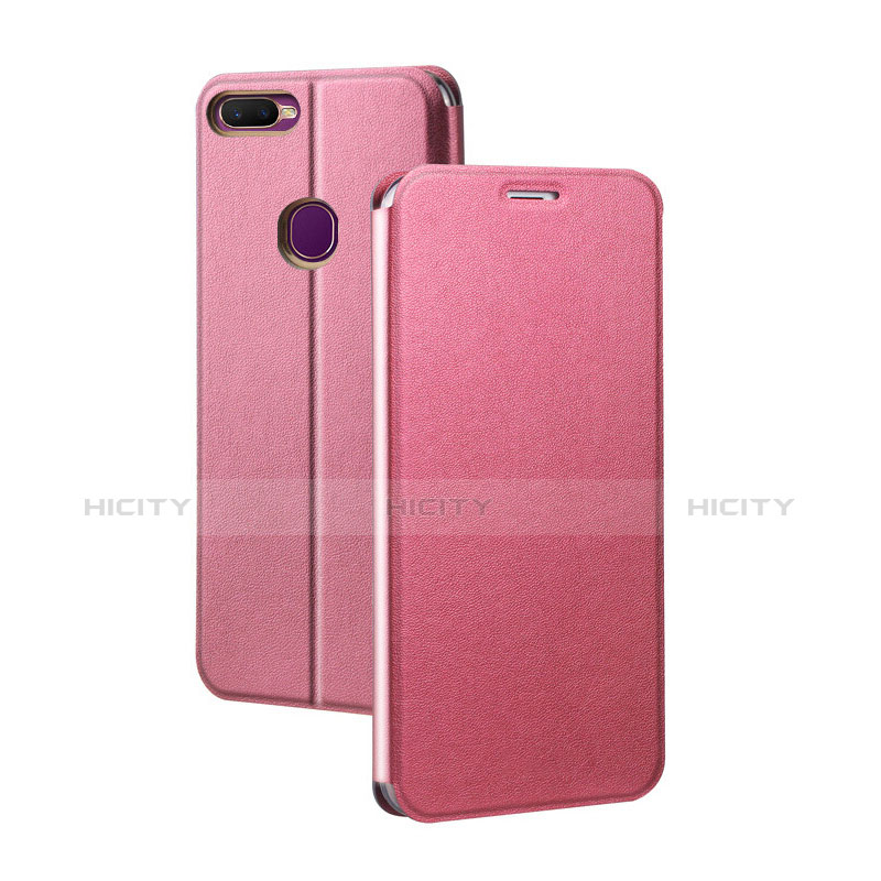 Coque Portefeuille Livre Cuir Etui Clapet pour Oppo A7 Rose Rouge Plus