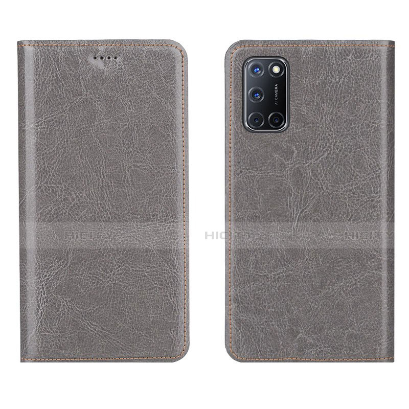 Coque Portefeuille Livre Cuir Etui Clapet pour Oppo A72 Gris Plus