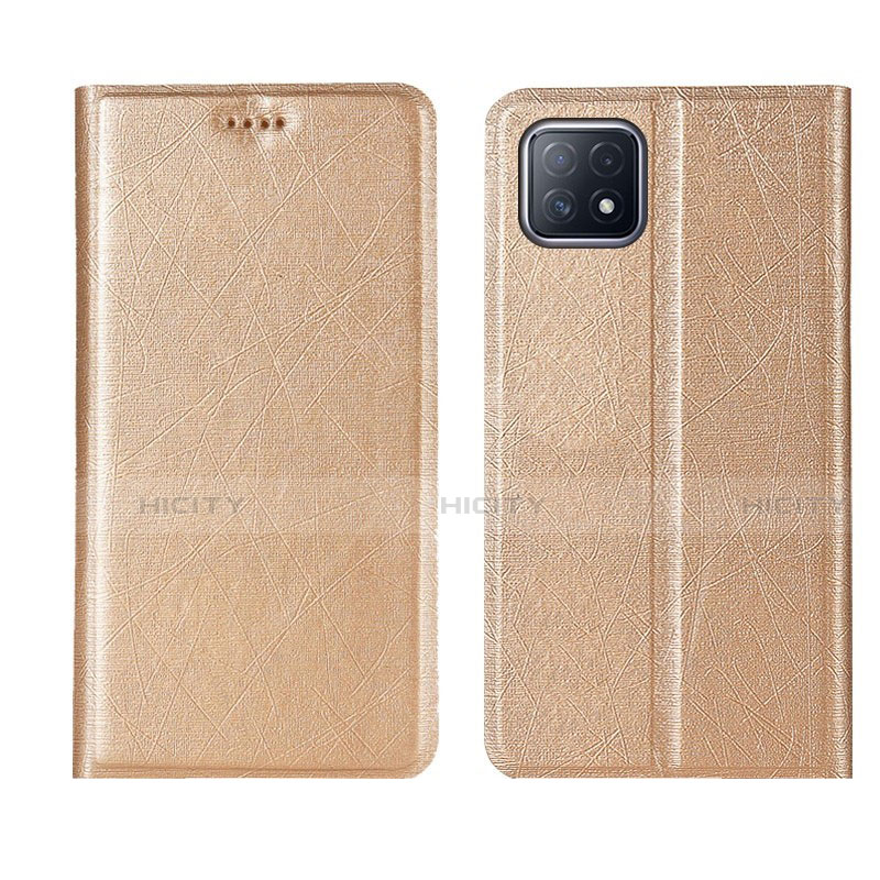 Coque Portefeuille Livre Cuir Etui Clapet pour Oppo A73 5G Or Plus