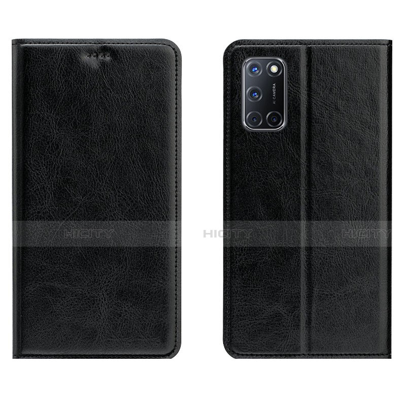 Coque Portefeuille Livre Cuir Etui Clapet pour Oppo A92 Noir Plus