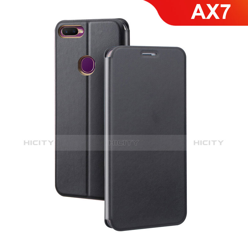 Coque Portefeuille Livre Cuir Etui Clapet pour Oppo AX7 Noir Plus