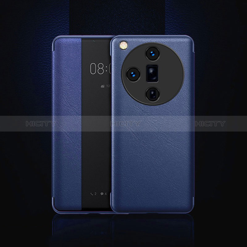 Coque Portefeuille Livre Cuir Etui Clapet pour Oppo Find X7 5G Bleu Plus