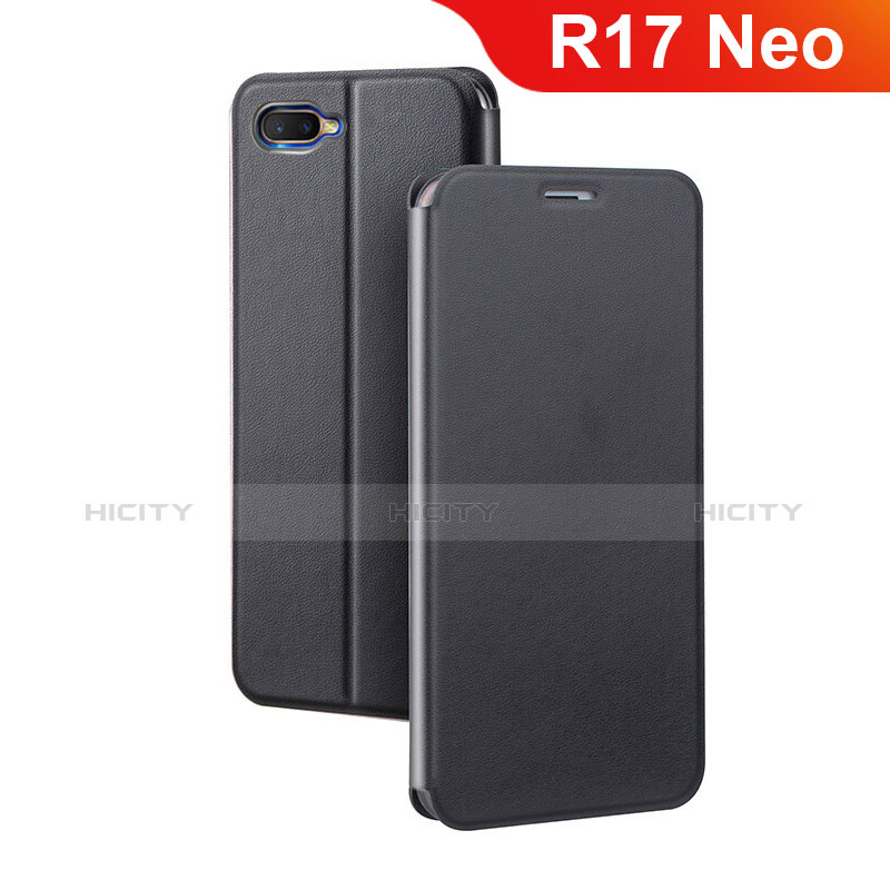 Coque Portefeuille Livre Cuir Etui Clapet pour Oppo R17 Neo Noir Plus