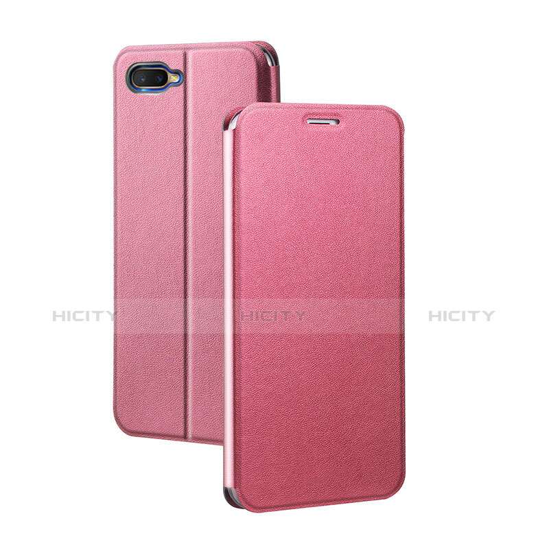 Coque Portefeuille Livre Cuir Etui Clapet pour Oppo R17 Neo Rouge Plus