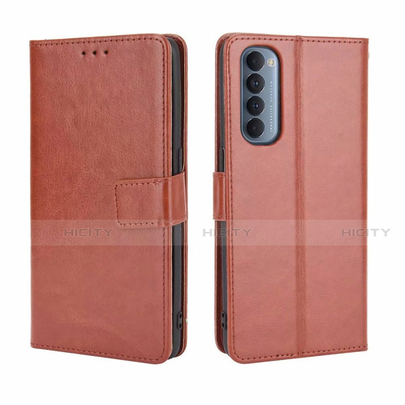 Coque Portefeuille Livre Cuir Etui Clapet pour Oppo Reno4 Pro 4G Marron Plus