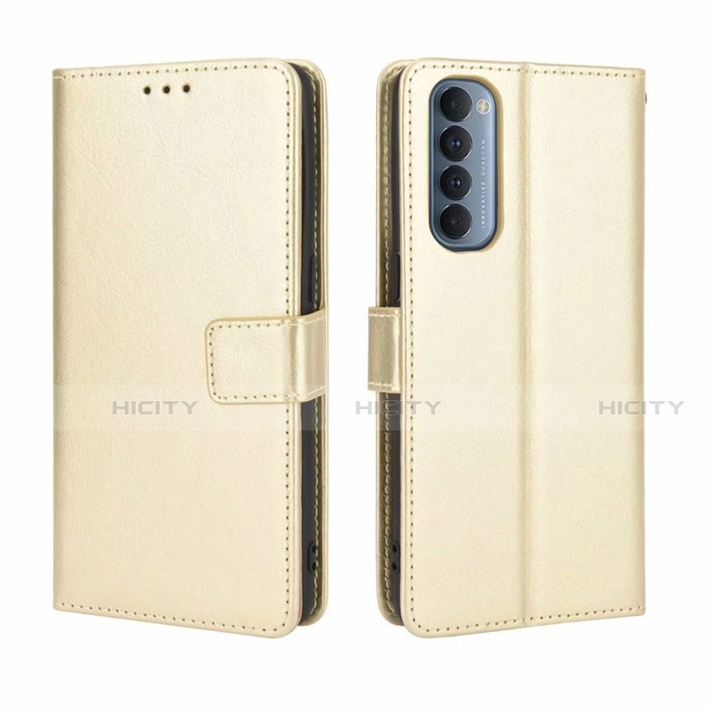 Coque Portefeuille Livre Cuir Etui Clapet pour Oppo Reno4 Pro 4G Or Plus