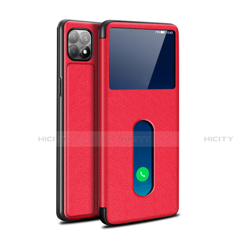 Coque Portefeuille Livre Cuir Etui Clapet pour Oppo Reno4 SE 5G Rouge Plus