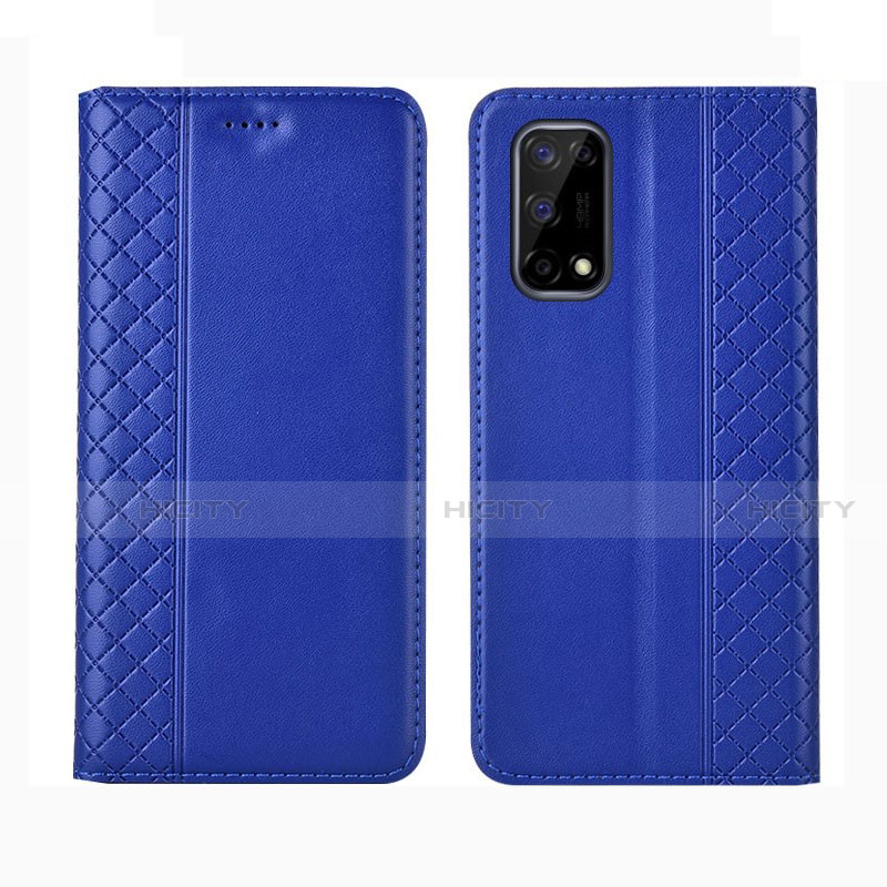 Coque Portefeuille Livre Cuir Etui Clapet pour Realme Q2 5G Bleu Plus