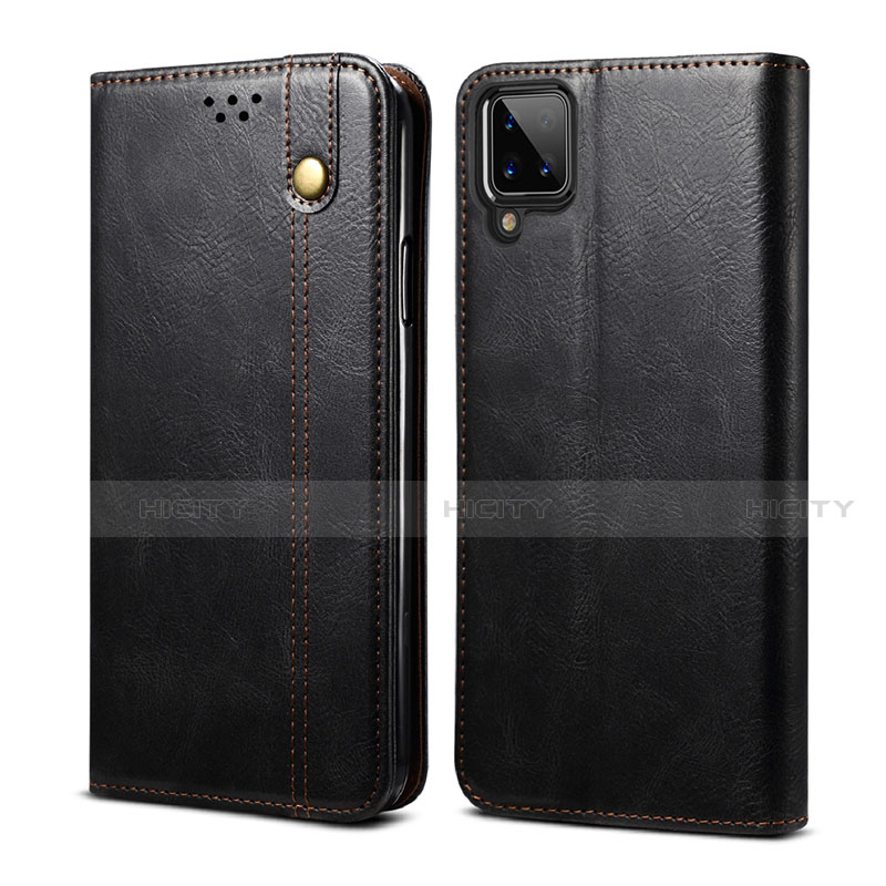 Coque Portefeuille Livre Cuir Etui Clapet pour Samsung Galaxy A12 Noir Plus