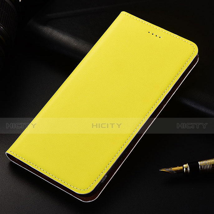 Coque Portefeuille Livre Cuir Etui Clapet pour Samsung Galaxy A6s Jaune Plus