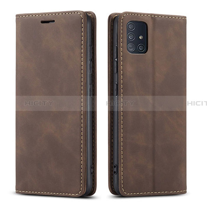 Coque Portefeuille Livre Cuir Etui Clapet pour Samsung Galaxy A71 4G A715 Marron Plus