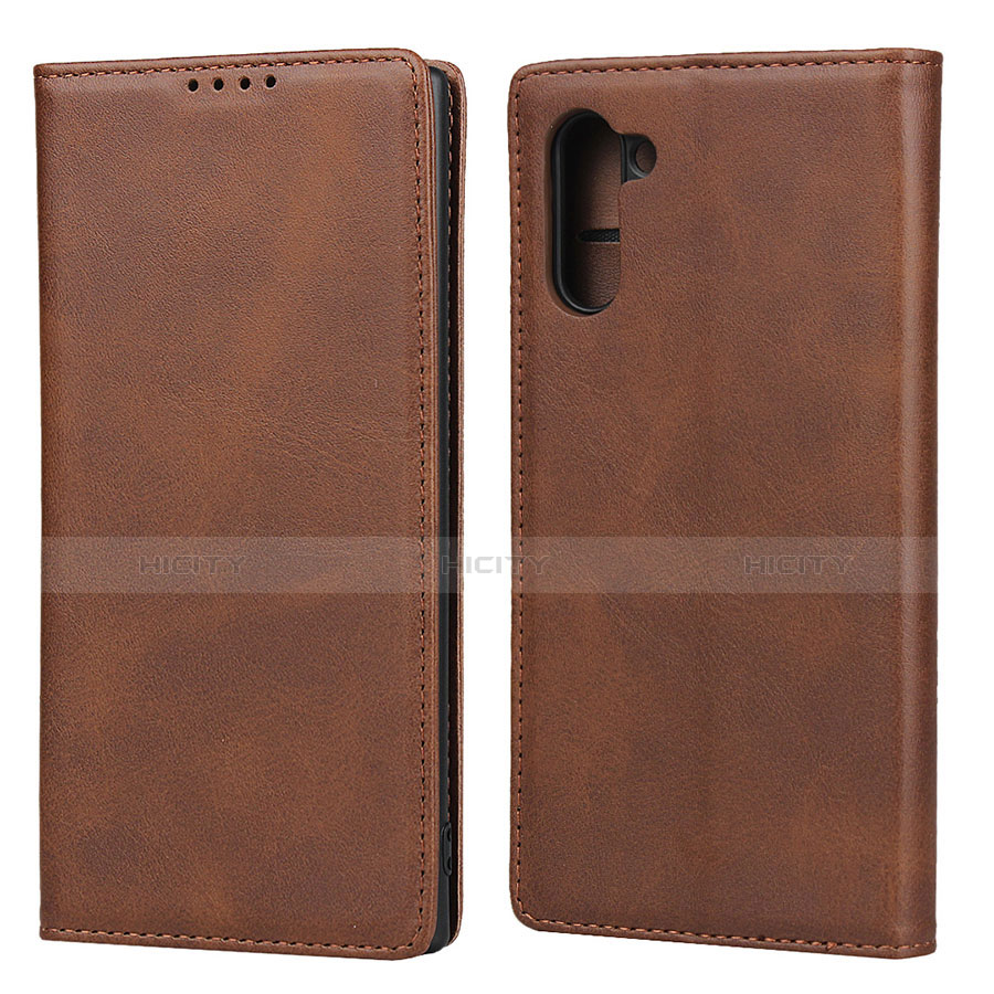 Coque Portefeuille Livre Cuir Etui Clapet pour Samsung Galaxy Note 10 5G Marron Plus