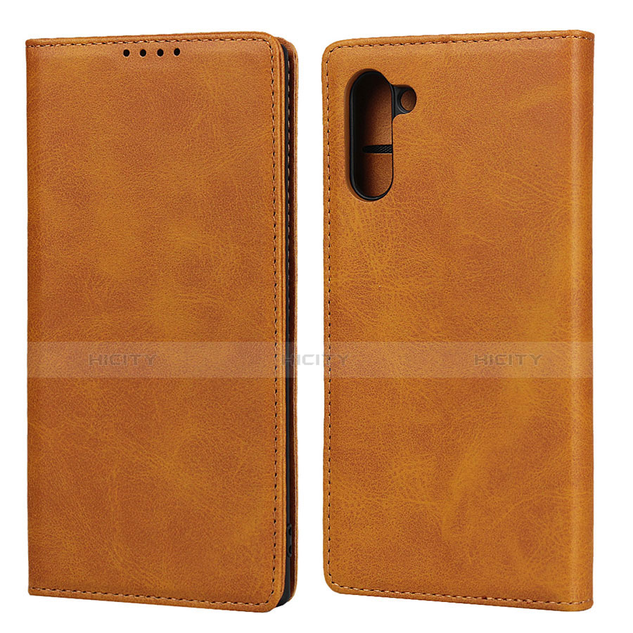 Coque Portefeuille Livre Cuir Etui Clapet pour Samsung Galaxy Note 10 5G Orange Plus