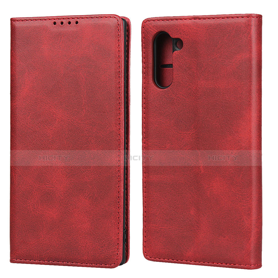 Coque Portefeuille Livre Cuir Etui Clapet pour Samsung Galaxy Note 10 5G Rouge Plus