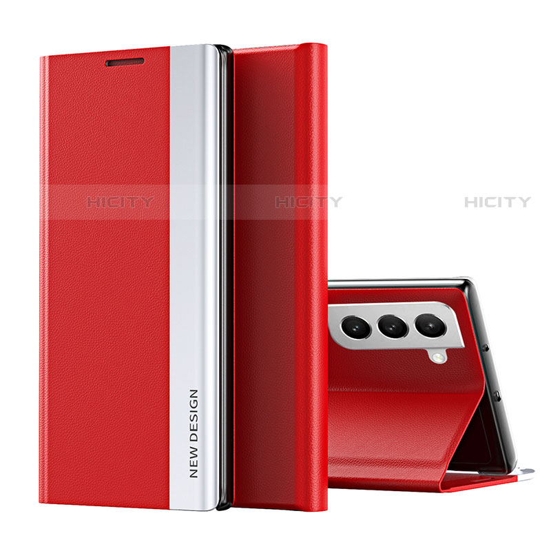 Coque Portefeuille Livre Cuir Etui Clapet pour Samsung Galaxy S22 Plus 5G Rouge Plus