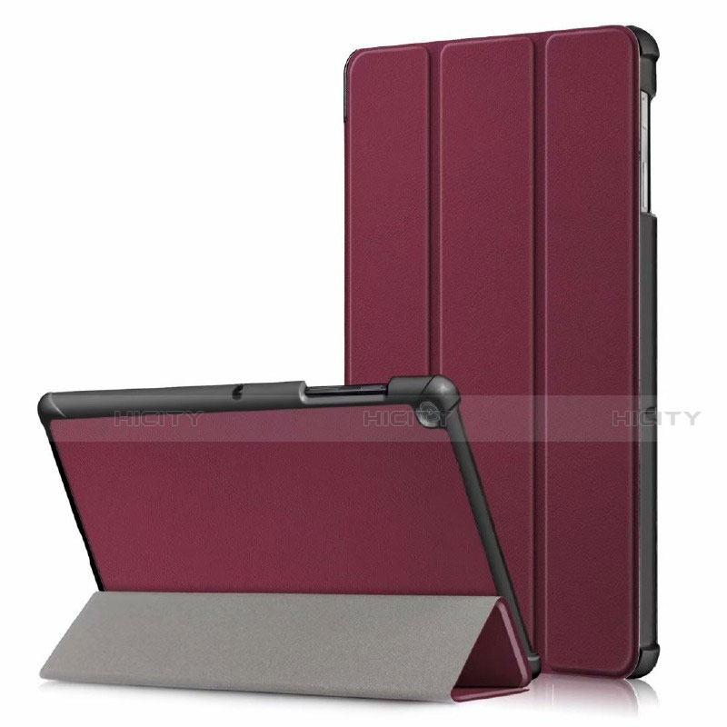 Coque Portefeuille Livre Cuir Etui Clapet pour Samsung Galaxy Tab S5e Wi-Fi 10.5 SM-T720 Vin Rouge Plus