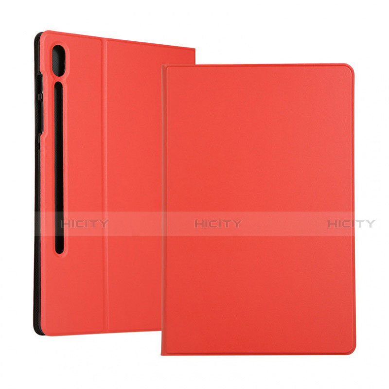 Coque Portefeuille Livre Cuir Etui Clapet pour Samsung Galaxy Tab S6 10.5 SM-T860 Rouge Plus