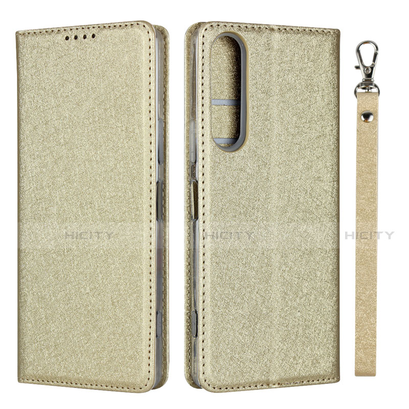 Coque Portefeuille Livre Cuir Etui Clapet pour Sony Xperia 1 II Or Plus