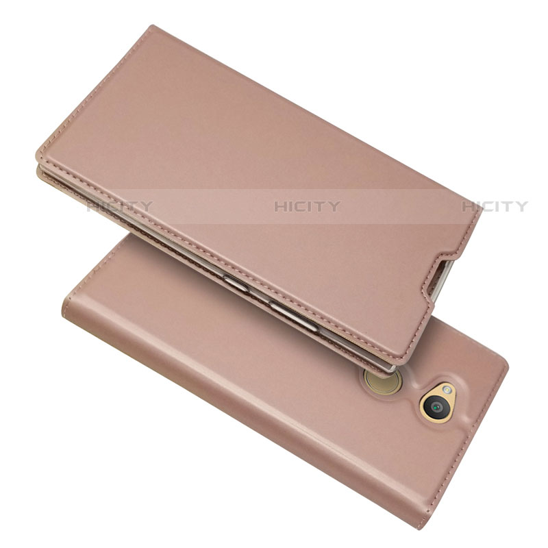 Coque Portefeuille Livre Cuir Etui Clapet pour Sony Xperia L2 Or Rose Plus