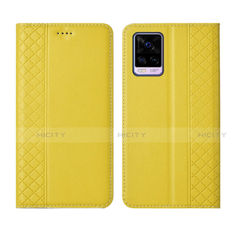 Coque Portefeuille Livre Cuir Etui Clapet pour Vivo V20 Pro 5G Jaune Plus