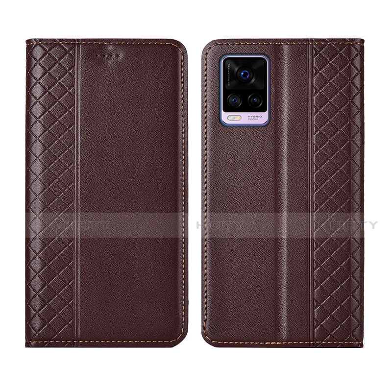 Coque Portefeuille Livre Cuir Etui Clapet pour Vivo V20 Pro 5G Marron Plus