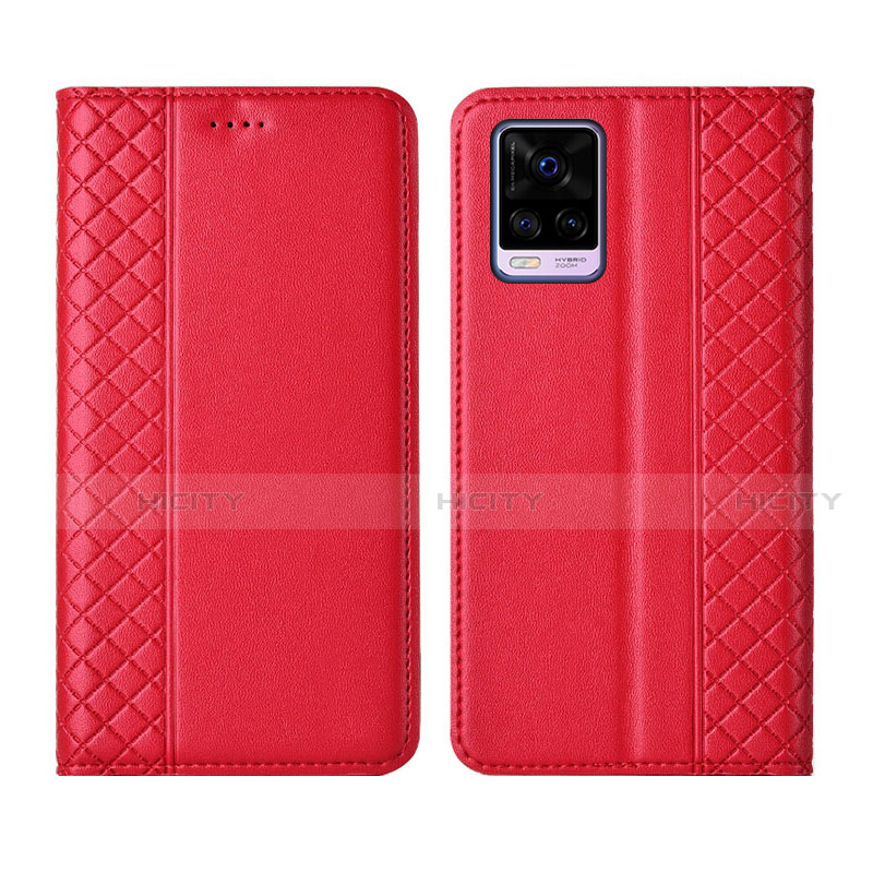 Coque Portefeuille Livre Cuir Etui Clapet pour Vivo V20 Pro 5G Rouge Plus