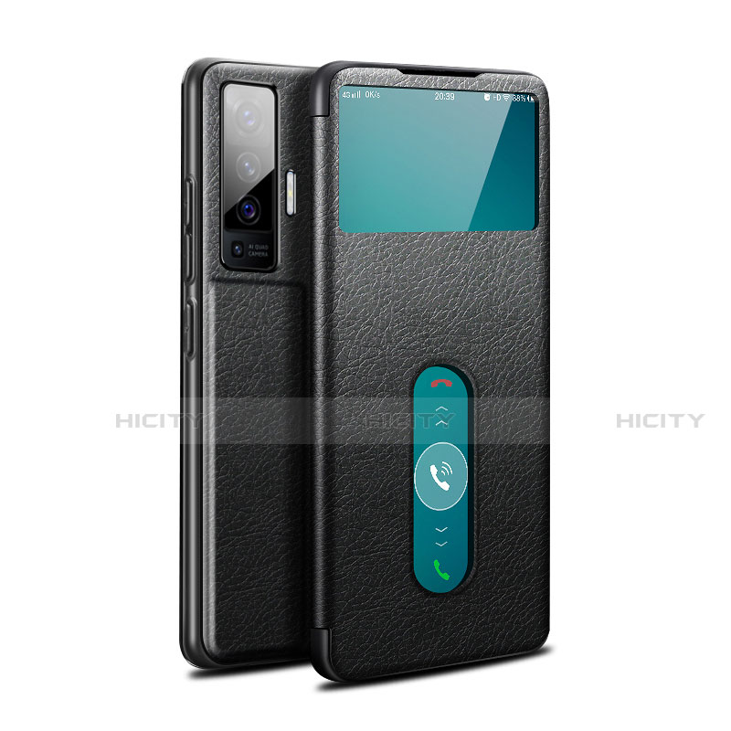 Coque Portefeuille Livre Cuir Etui Clapet pour Vivo X50 5G Noir Plus