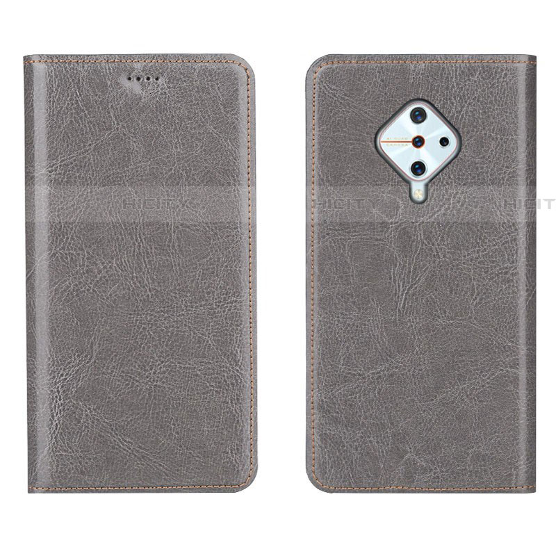 Coque Portefeuille Livre Cuir Etui Clapet pour Vivo X50 Lite Gris Plus